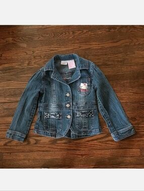 Hello Kitty Sanrio Design Girly Bows Denim Girls Size 6 Jean Stretch Jacket